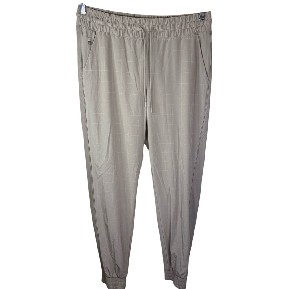 Athleta Womens Brooklyn Textured Jogger‎ Size 12 Tall Beige Pattered Activewear